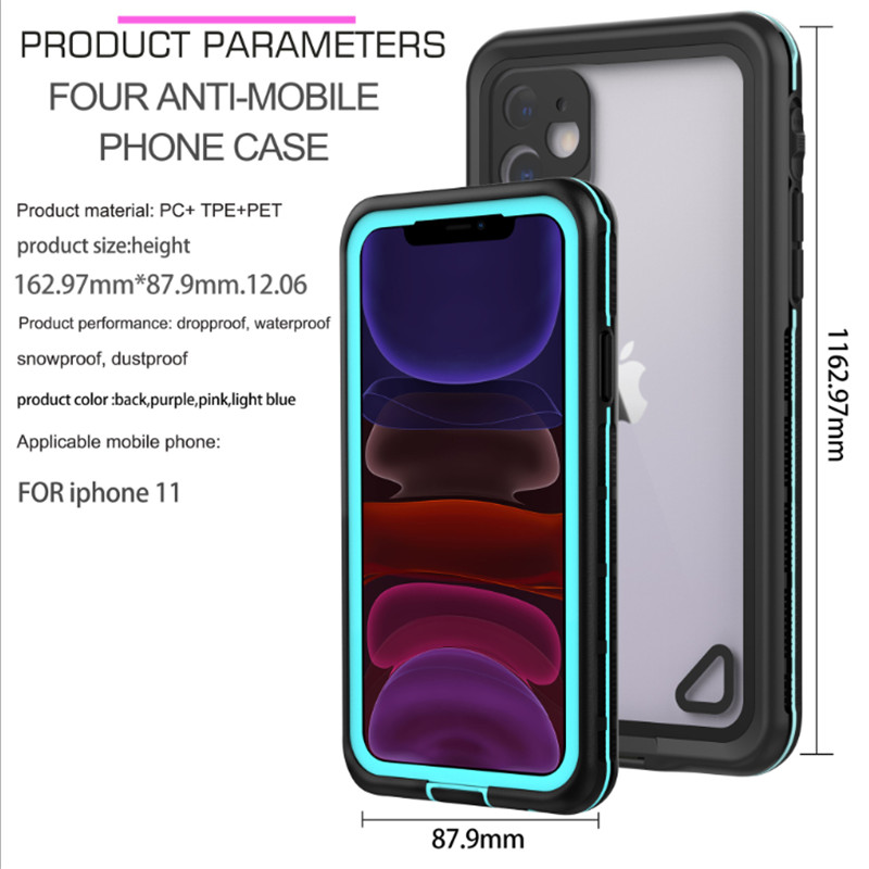 Melhor iPhone à Prova d'água 11 casos baratos à Prova de Vida para iphone11 puch wterproof para iPhone ('azul) com cobertura traseira transparente