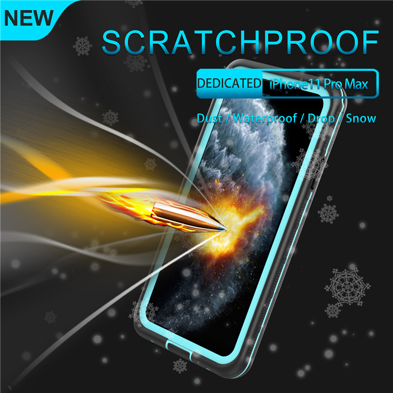 Melhor iPhone impermeável 11 Pro Max CaSO de Prova de iPhone submersível (azul) com cobertura traseira transparente