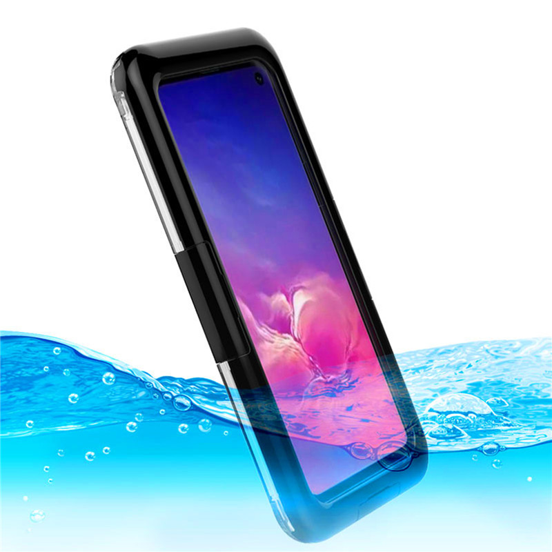 Estojo de telefone à prova d'água caso de plástico caso de telefone celular de natação à prova d'água para Samsung S10 (preto)