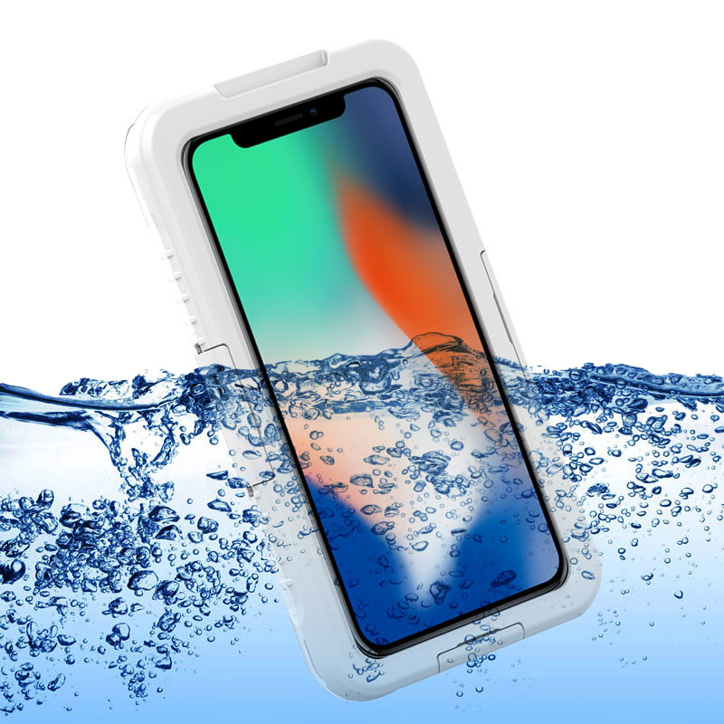 Caso impermeável do telefone móvel universal pequeno estojo impermeável claro estojo de câmera subaquática para iphone XS Max (branco)