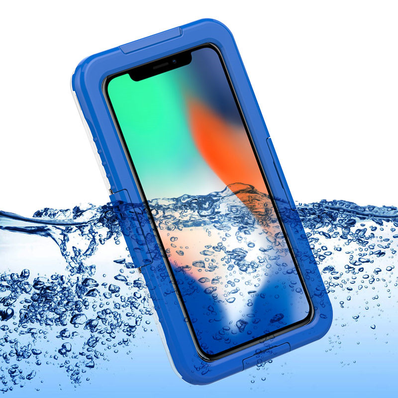 Caso de telefone impermeável iphone XS Max caso móvel à prova de vida caso à prova de vida (azul)