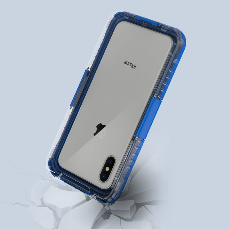 Caso de telefone impermeável iphone XS Max caso móvel à prova de vida caso à prova de vida (azul)