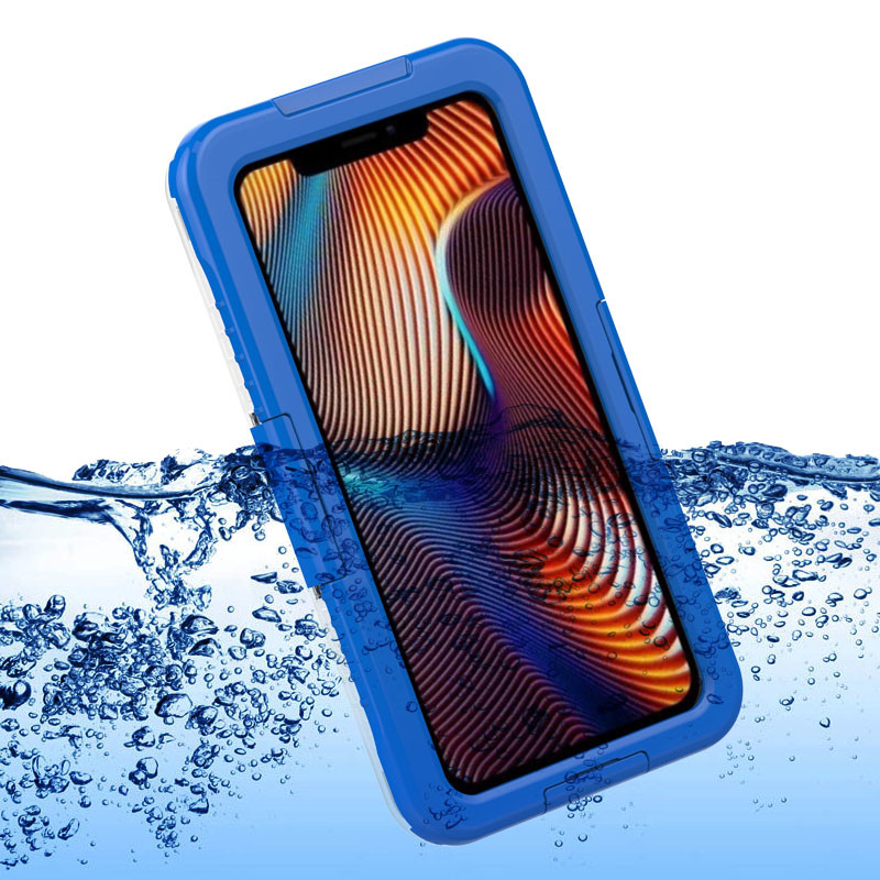 Pacote impermeável para iphone água choque à prova de poeira melhor caso à prova d'água para iphone XR (azul)