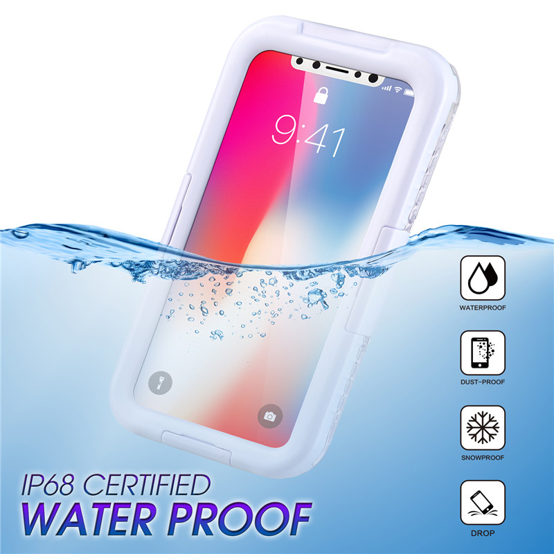 Capas à prova d'água e à prova de choque para iphone à prova d'água perto de mim estojo para câmera de telefone subaquático para iphone XS (branco)